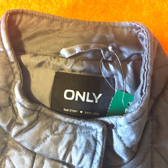 Only gray charcoal chevron pattern denim quilted jacket NWT - Picture 8 of 14